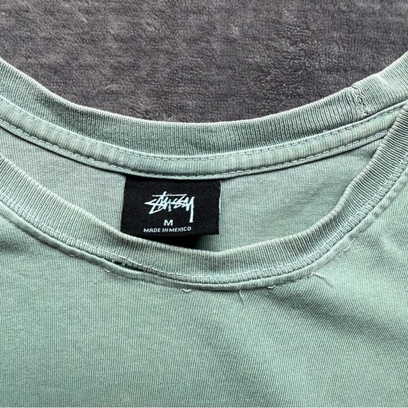 Vintage 90's Stussy T Shirt Sz M 8 Ball Distressed Destroyed Bleached Green OG - Picture 4 of 14